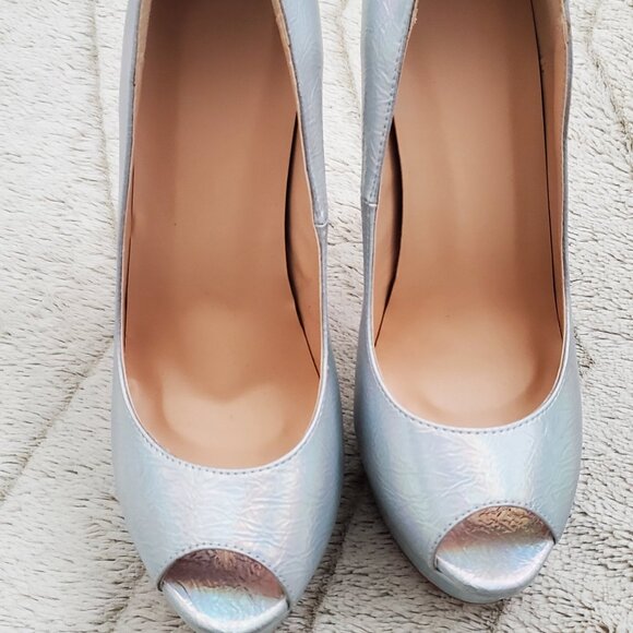 Onlymaker Holographic Peep Toe High Heel Stiletto Platform Pump - Picture 3 of 8